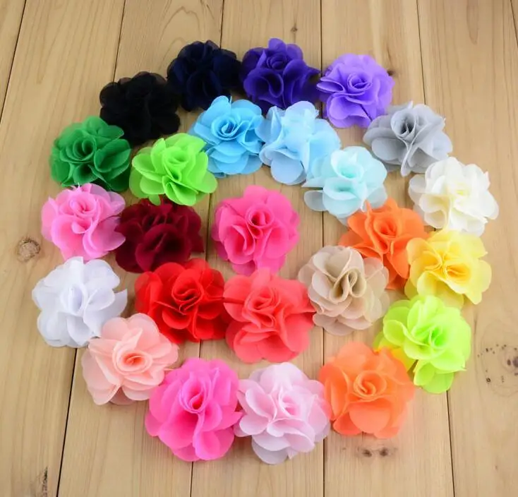 

DIY Flowers Kids Boutique Flower Chiffon Flowers without clips Christmas Wedding girls Hair Accessories HS10032