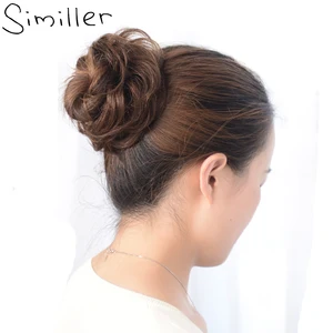 Similler женские эластичные вьющиеся синтетические шиньоны Scrunchie wrap для волос Bun Chignon аксессуары 30 г 44 цвета для свадьбы - изображение