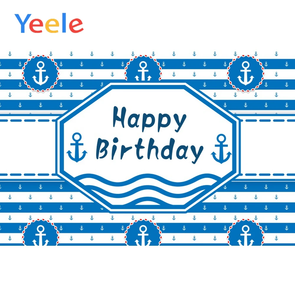 

Yeele Happy Birthday Seaman Party Celebration Pattern Scene Children Photography Backgrounds Photographic Backdrops Photo Studio