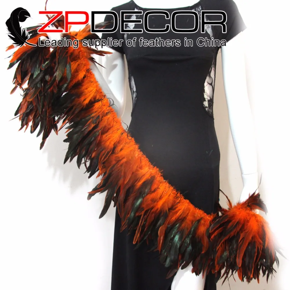 ZPDECOR Rooster Feather 6 8inch Hand Select Wholesale Orange Strung