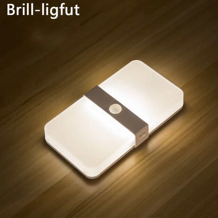 

USB Rechargeable Warm white+White Double color PIR Motion Sensor Activated Wall Lamp night light For Closet Corridor Cabinet