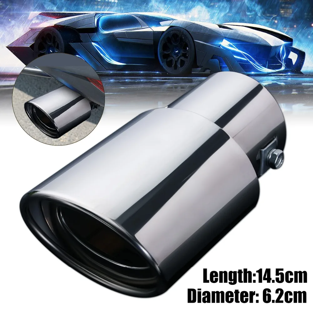 

Chrome Car Rear Round Exhaust Pipe Stainless Steel 2.5 Inch Inlet Tail Muffler Tip For Honda For Toyota Universal