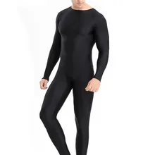 Speerise-traje Zentai de LICRA de cuerpo completo para hombre, mono negro de manga larga, con cremallera en la espalda, para Cosplay