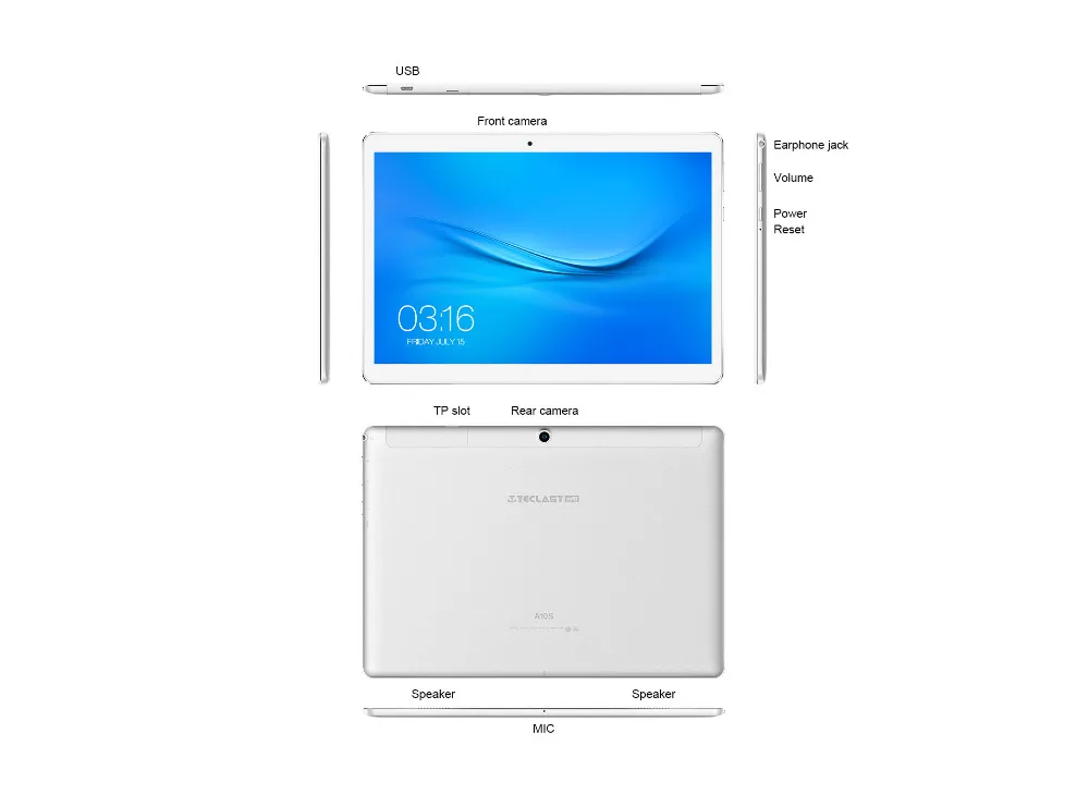 Teclast A10S планшетный ПК MTK8163 64bit Quad-Core 10,1 дюймов 1920*1200 ips Экран 2 Гб оперативной памяти, 32 Гб встроенной памяти, Android 7,0 Wi-Fi Bluetooth gps