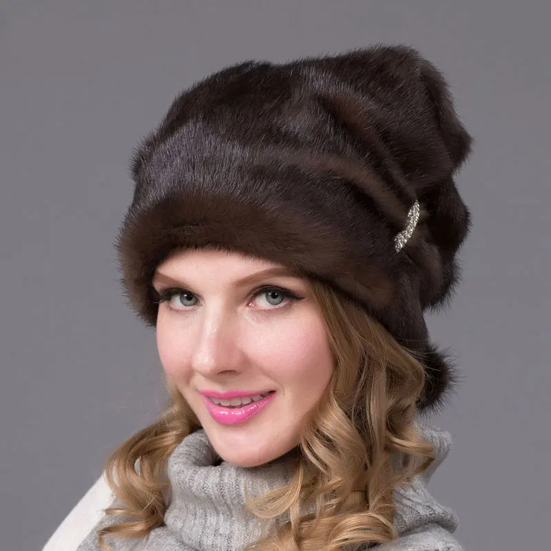 Осенняя и зимняя шапка из натурального меха, женская меховая шапка из натуральной замши, меховая шапка, модная Высококачественная женская шапка, DHY-67 - Цвет: A