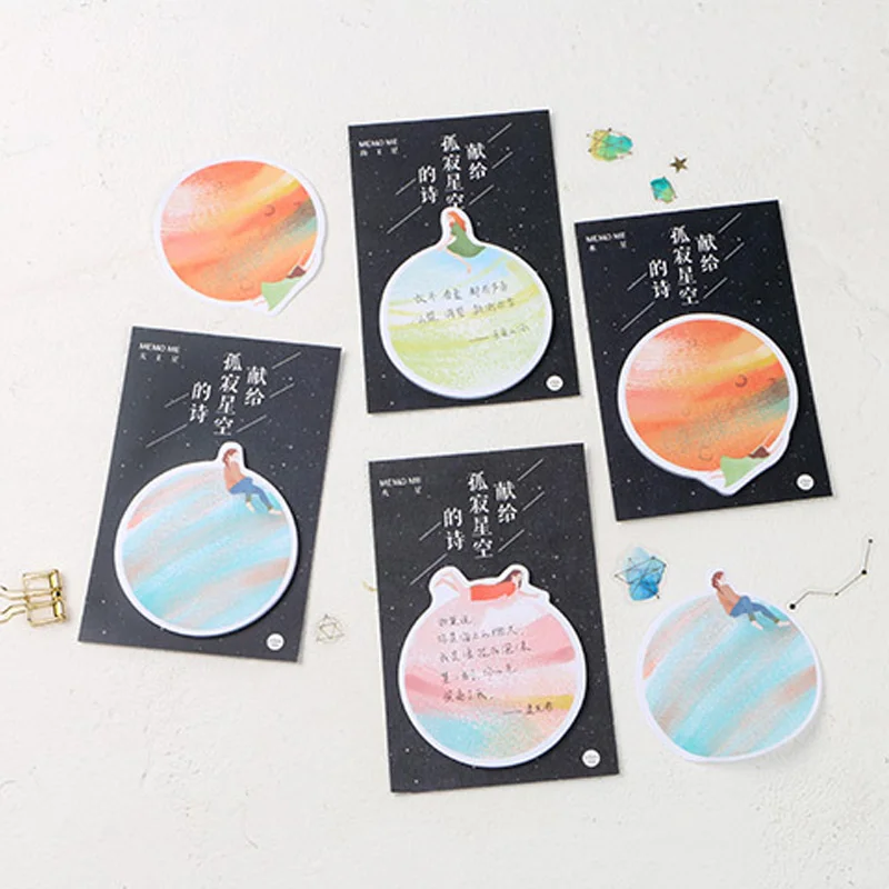 

Creative Lonely starry sky student memo pad a leave message paper sticker post sticky notes kawaii school stationery supplies