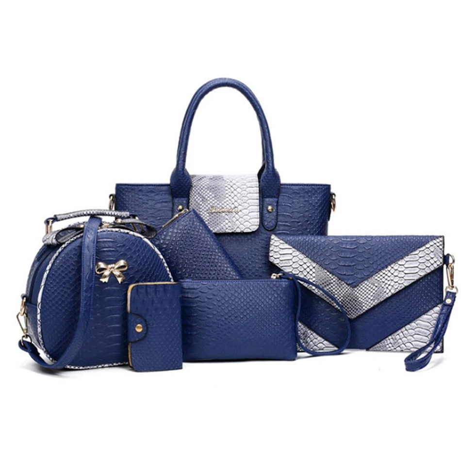6 piezas conjunto de bolsos de mano de mujer de moda de cuero de cocodrilo bolsos bandolera de mujer bolso de mano de mensajero bolso de mano de embrague bolso compuesto
