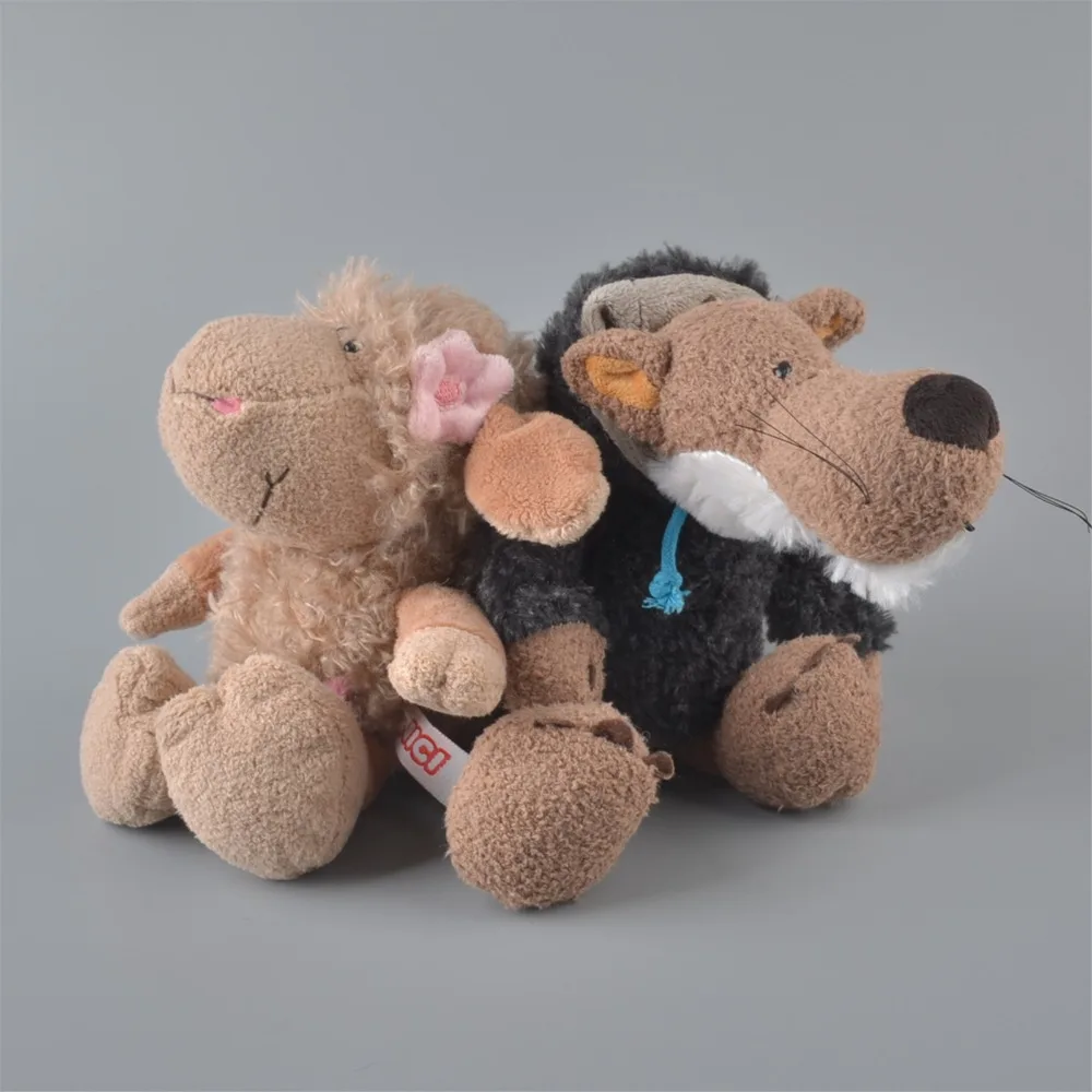 

2Pcs 25cm NICI Brown Sheeps And Black Wolf Stuffed Plush Toy, Baby Kids Doll Gift Free Shipping