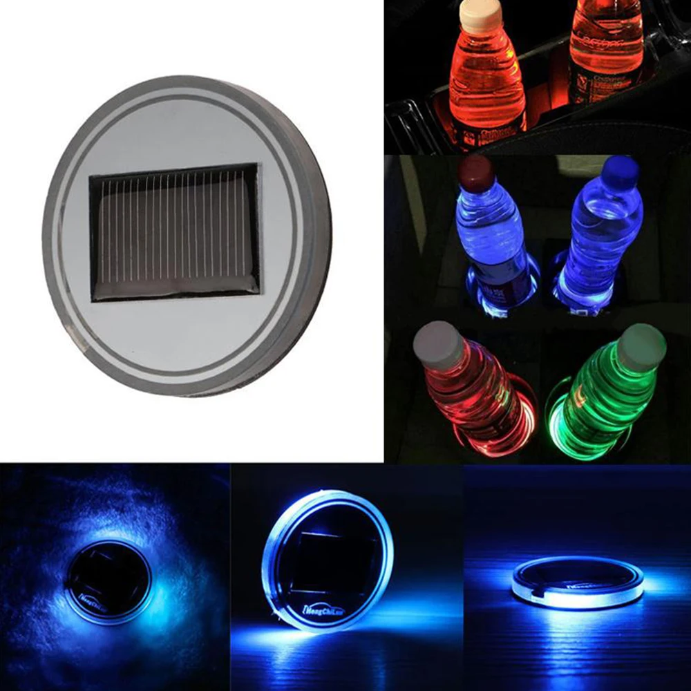 

Car Cup Bottom LED Luminous Pad Mat Holder Auto Interior Styling USB Charging Solar Powered Lighting Coaster Bottom accessories