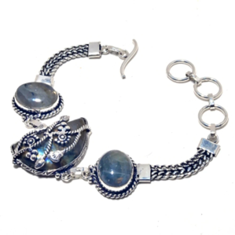 

Labradorite Bracelet Silver Overlay over Copper, 20cm , FRB0020