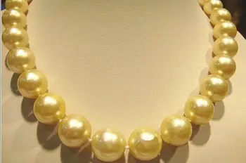 

elegant 12-13mm natural south sea golden pearl necklace 18inch 14