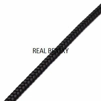 

REAL BESTXY 2M/lot 6*3mm black braided flat leather cords for necklace bracelets jewelry diy making leather stripes braided lace