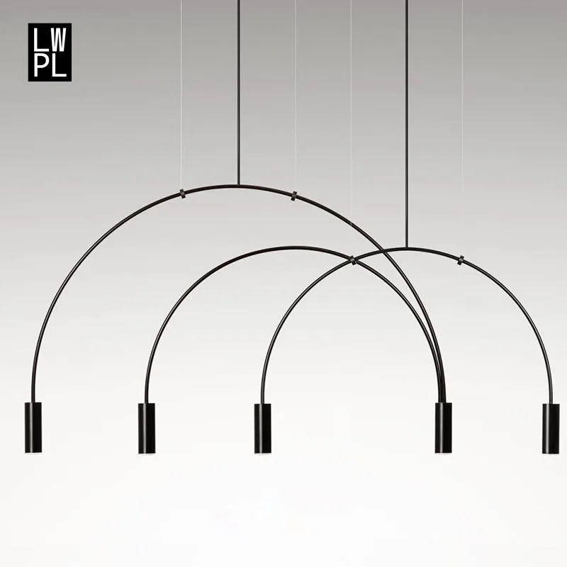 

Postmodern Nordic Pendant Lights Personality Simple Designer Luminaire Industriel Lighting Bar Iron Line Hanging Light Fixture