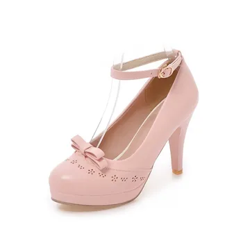 

2018 the spring and autumn period and the new single cingulate bowknot high-heeled shoes size