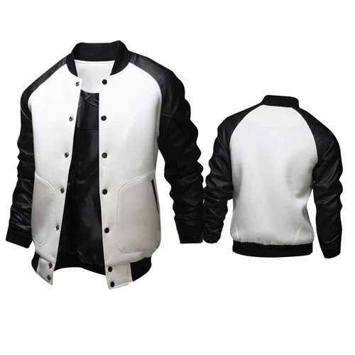 2018 mens cuero patchwork chaqueta de bombardero PU chaqueta de béisbol masculina cuello de pie solo pecho jaqueta beisbol 2018 mens cuero patchwork chaqueta de bombardero PU chaqueta de béisbol masculina cuello de pie solo pecho jaqueta beisbol