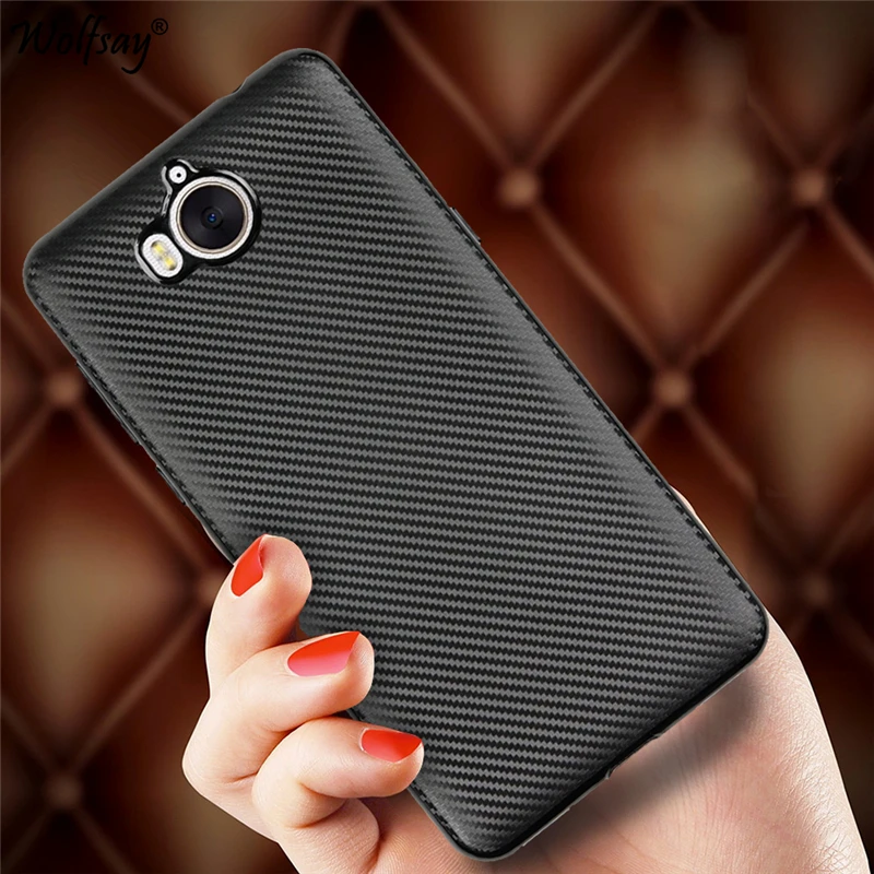 Y6 2017 Phone Bag Case sFor Huawei Carbon Fiber Design Texture Silicone Shell For Y5 Cover Capa Wolfsay | Мобильные телефоны и