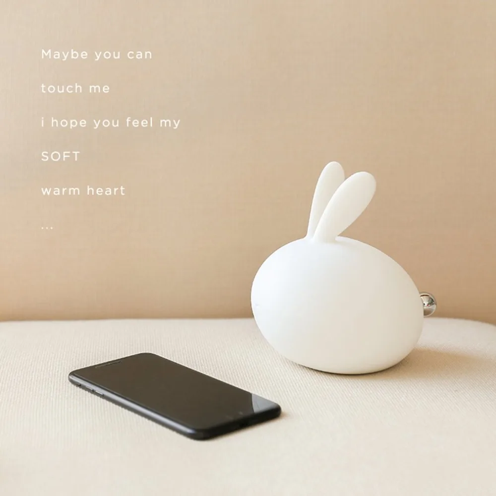  7 colors Cartoon bunny lamp colorful brightness change color led pat light usb rechargeable silicon - 32937161353