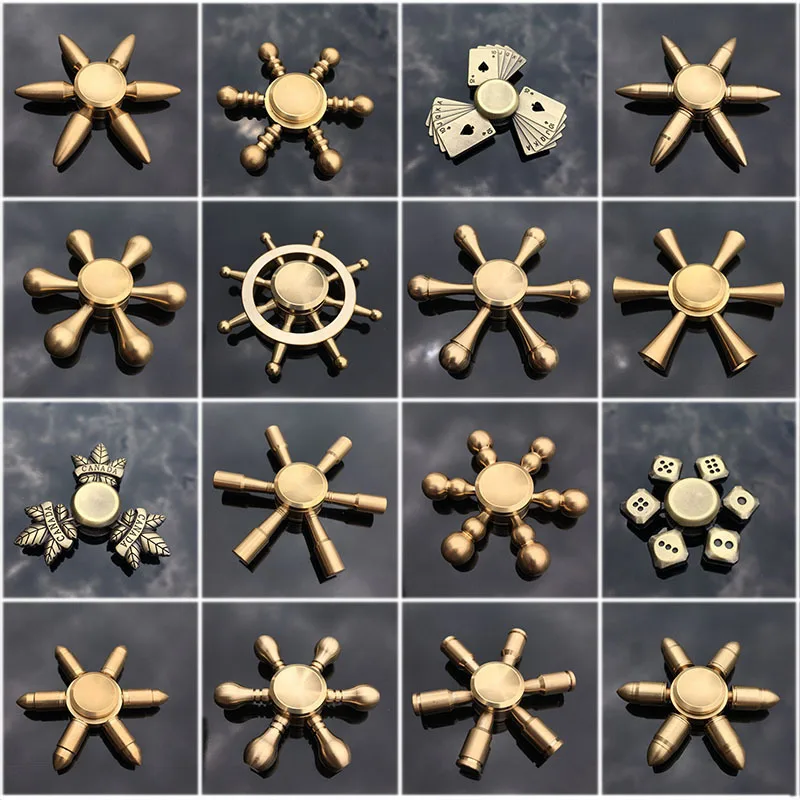 New Pure Copper Color Fingertip Gyroscope Popular Style Stress Relief Toy Fidget Spinner Finger Factory Wholesale | Игрушки и хобби