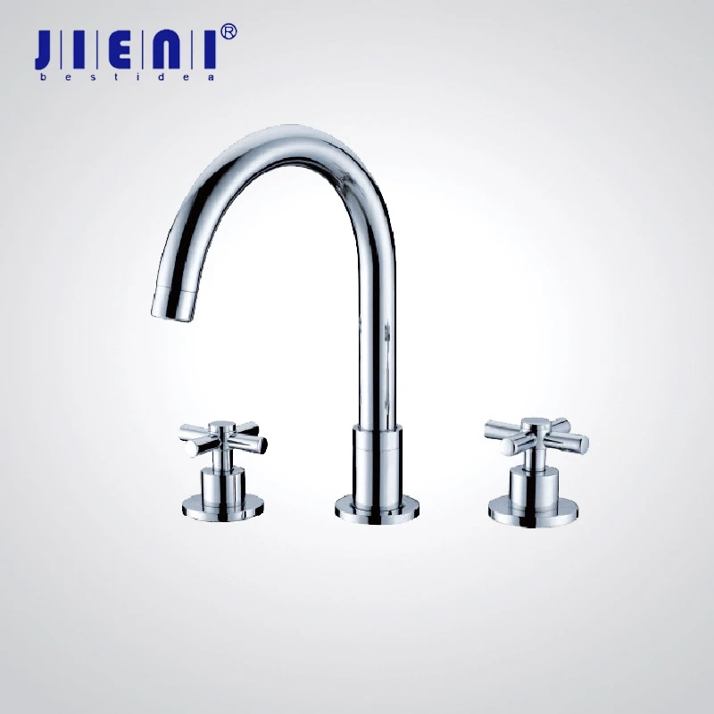 

JIENI Wash Basin Sink Vessel Chrome 3 Pieces Waterfall Spout Two Hot Cold Handle+Hose Deck Mount Bathtub Tap Mixer Faucet