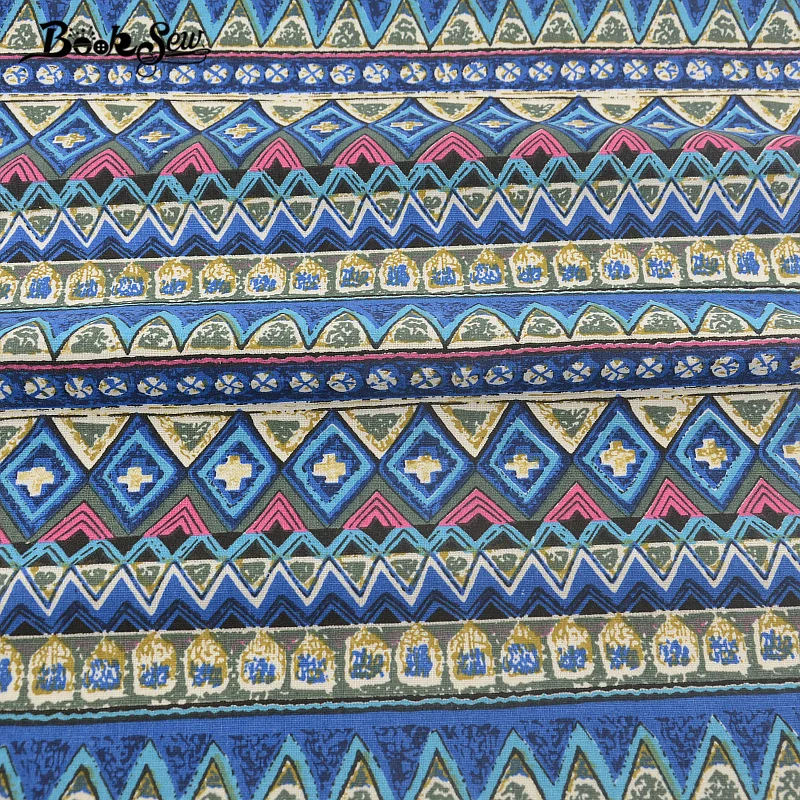 

Bag Curtain Cushion Pillow Zakka Blue Geometry Desige Cotton Linen Fabric Booksew Textile Sewing Material Tissu For Tablecloth