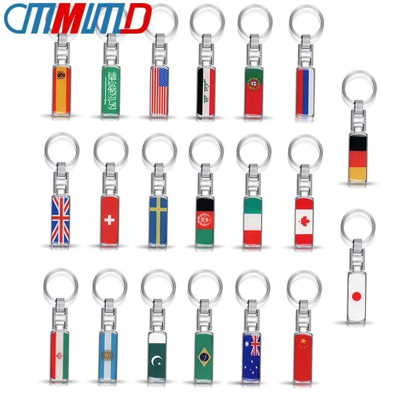 

Car Styling 3D Metal Key Chain Key Ring for Russia Italy England German Spain France USA Flag KeyChain car accessories