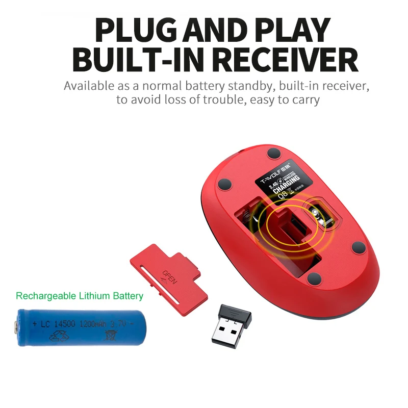 T-WOLF Q8 Wireless Rechargeable Optical Mouse (5)