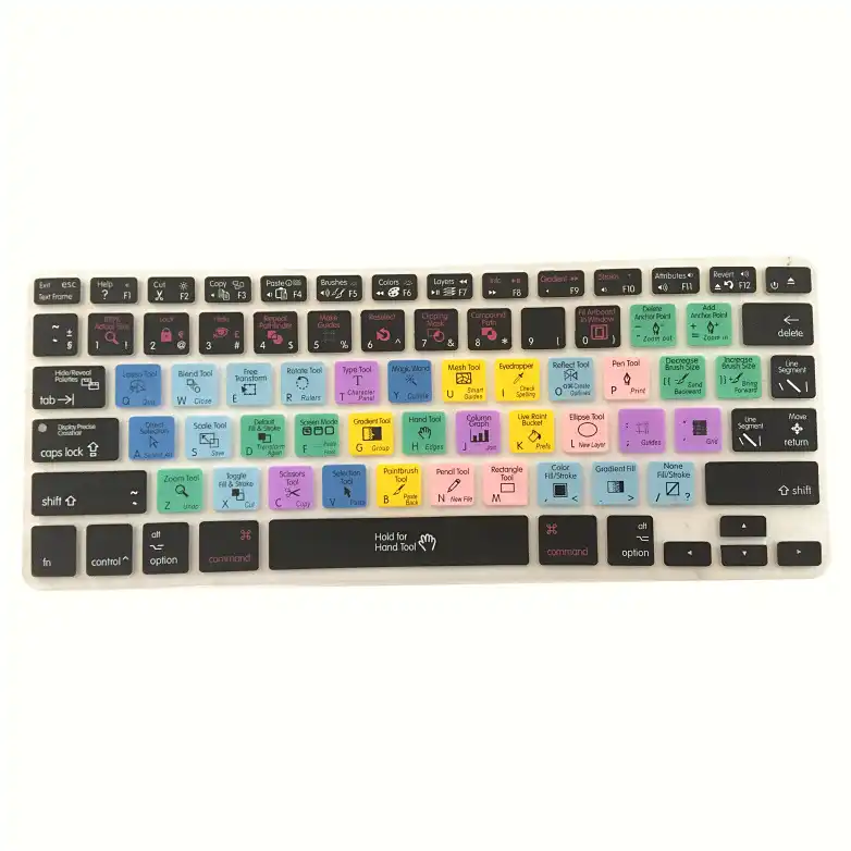 Adobe Illustrator Keyboard Shortcut Design Functional Silicone Cover For Macbook Pro Air 13 15 17 Protector Sticker Keyboard Keyboard Shortcuts Keyboardsilicone Keyboard Aliexpress