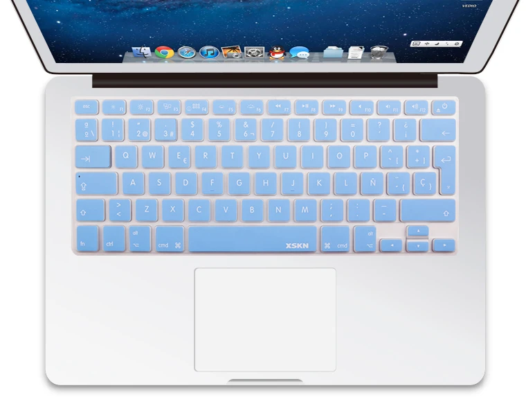 Синяя силиконовая клавиатура с испанской раскладкой XSKN для Macbook Air Pro 13/15 и