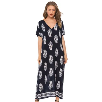 

Women's Summer Nightgown Plus Size V-neck Short Sleeve Sleepwear Nightgowns Cotton Homewear Dress Nightdress Maxi Nightshirt