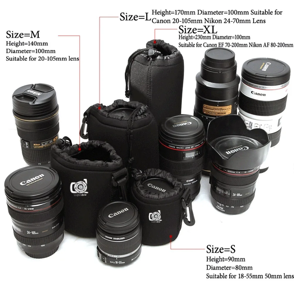 Светильник dow чехол для объектива толщиной 5 мм неопреновый чехол для объектива сумка для переноски Speedlite светильник для объективов Canon Nikon sony Pentax Fujifilm