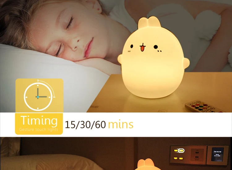 New style Rabbit LED Night Light For Children Baby Kids Bedside Lamp Multicolor Silicone Touch Sensor Tap Control Nightlight (12)