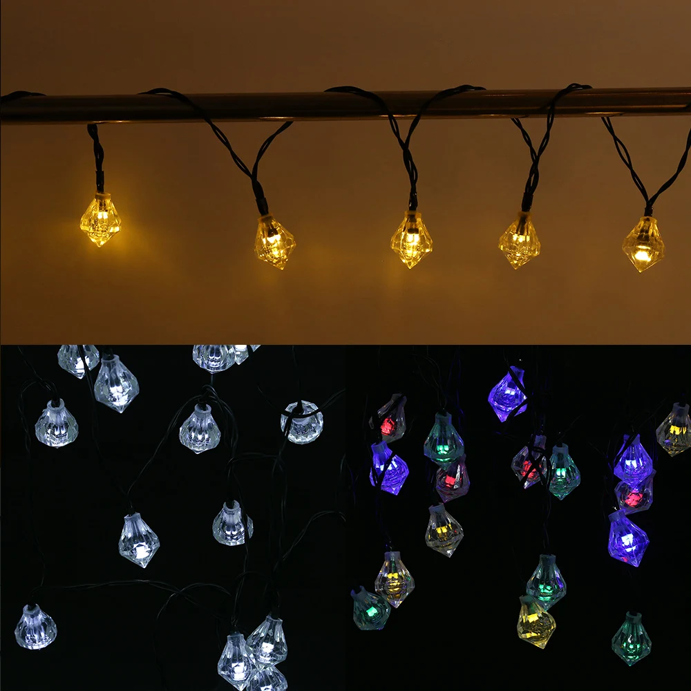 

20 LEDs Romantic Diamond LED Strip Solar Powered LED String Lights Lamp High Brightness For Home Garden Christmas Party Decor