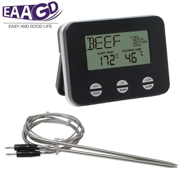 

EAAGD Food Cooking Thermometer LCD Digital Probe Meat Thermometer BBQ Temperature Gauge Kitchen Cooking Tools 8 Different Meat