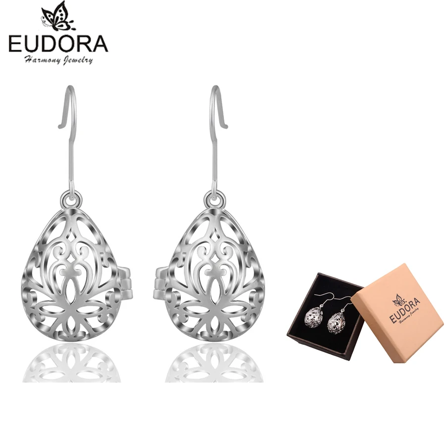

Eduora Water Drop Pregnancy Ball Earrings Silver Plated Angel Caller 12mm Harmony Bola Maternity Locket Cage Dangle Earring