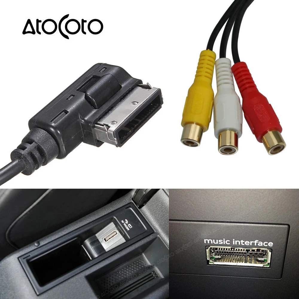 

AtoCoto Car 3 RCA Audio Video Input to AMI MMI Interface Conversion Connector Line Cable for Audi VW A3 A4 A5 A6 A7 Q5 Q3 Q7