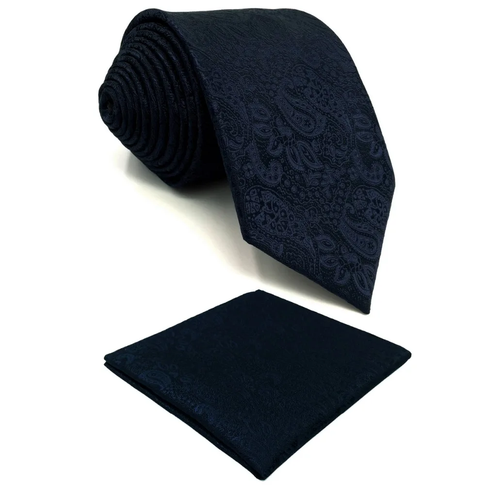 

E14 Navy Geometric Silk Ties for Men Bow Tie Pocket Square Set