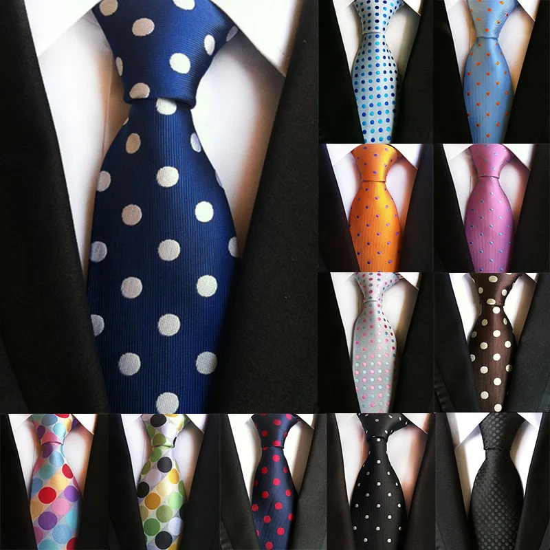 Винтажные мужские галстуки 8 см., галстуки для формального платья, галстуки, повседневные Галстуки в горошек, деловые шелковые галстуки для свадьбы, вечерние галстуки для жениха, мужские подарочные галстуки