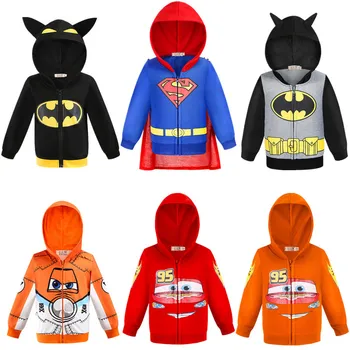 

Children's Spring and Autumn Festival Hooded Zipper Personality Jacket Superman Batman Cosplay Costume