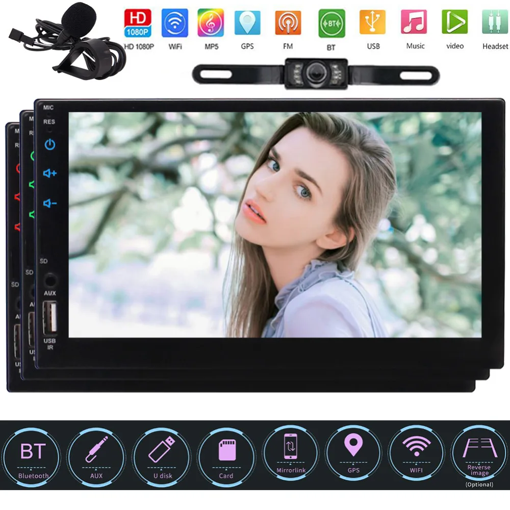 

Car Auto Radio Stereo Audio 7 Inch Android 6.0 Quad-Core Universal Double Din Car GPS Navigation Head Unit with Bluetooth,WiFi