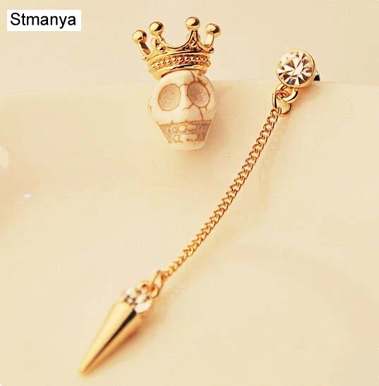 Серьги в форме головы черепа- Горячая Распродажа модные серьги-гвоздики в виде короны из Южной Кореи 12051