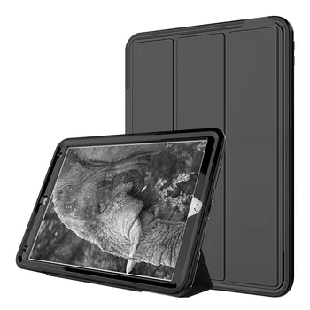 

For iPad Pro 9.7 3-Layer Smart Cover Case Hybrid Armor Shock-Absorption Heavy Duty PC+TPU+PU Folding Stand Hard Tablet Case