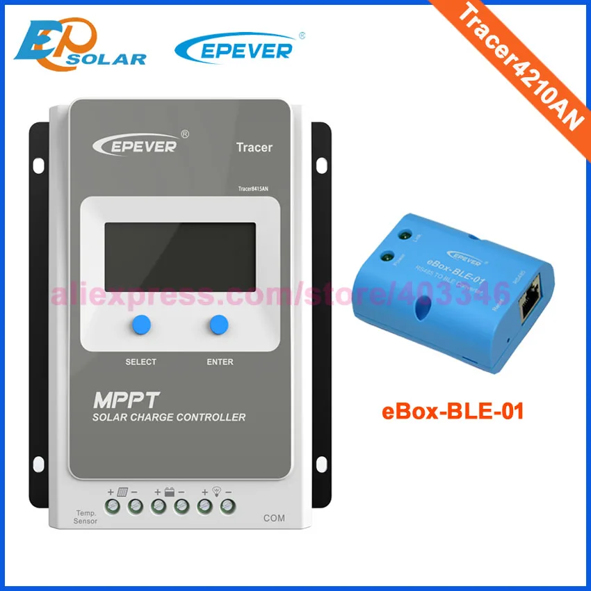 Tracer 4210AN EPsloar 40A MPPT Контроллер заряда 12 В 24 в ЖК-дисплей регулятор epever с MT50 метр - Цвет: with eBox-BLE-01