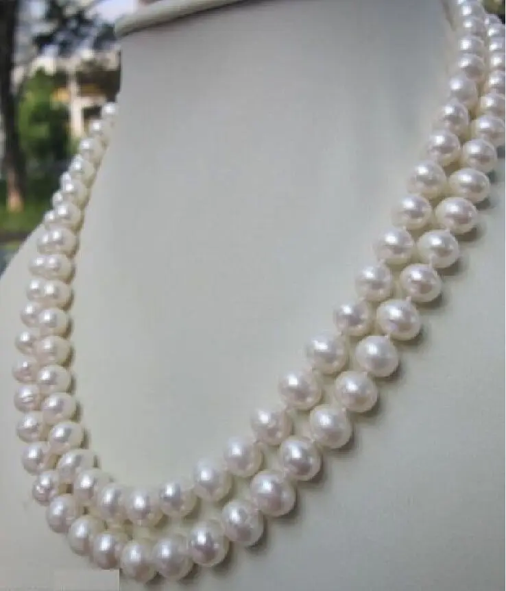 

Free Shipping >>>9-10MM ROUND SOUTH SEA GENUINE WHITE NATURAL PEARL NECKLACE 33" 14K YELLOW CLAS