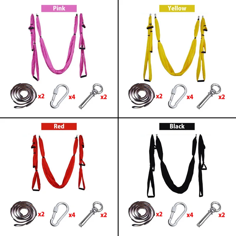 Full Set 6 Handles Anti-gravity Aerial Yoga Ceiling Hammock Flying Swing Trapeze Yoga Inversion Device Home GYM Hanging Belt