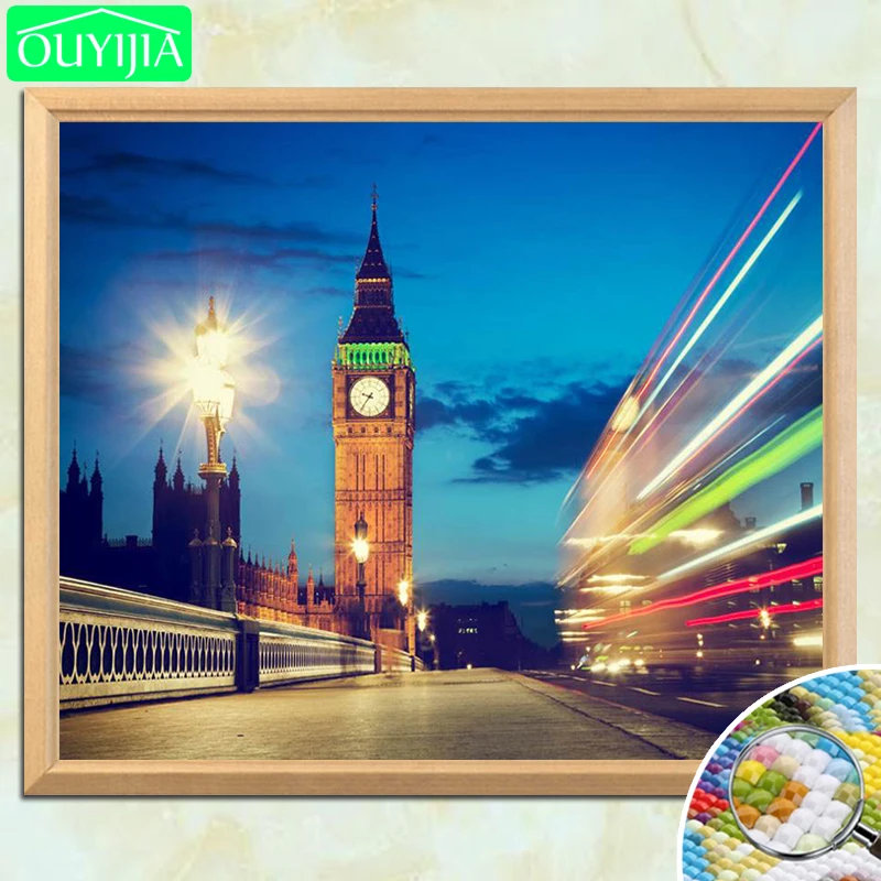 World Famous Scenic Spots &quotBig Ben at night&quot 5D DIY Diamond Painting Square Embroidery Rhinestones Mosaic Decor Picture | Дом и сад