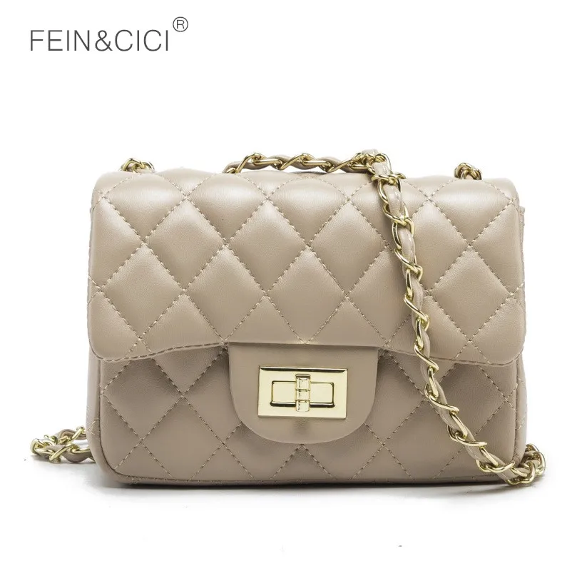 Mini chains bag small quilted flap messenger bag women classic luxury brand bags 2018 beige gold white pink red blue black white