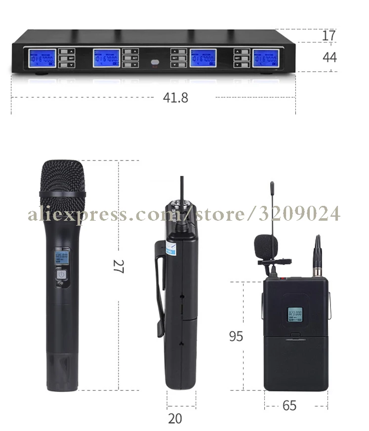 Профессиональный 4-канальный UHF Беспроводной этап микрофон Системы с приемником 4 Lavalier нагрудные Беспроводной микрофон