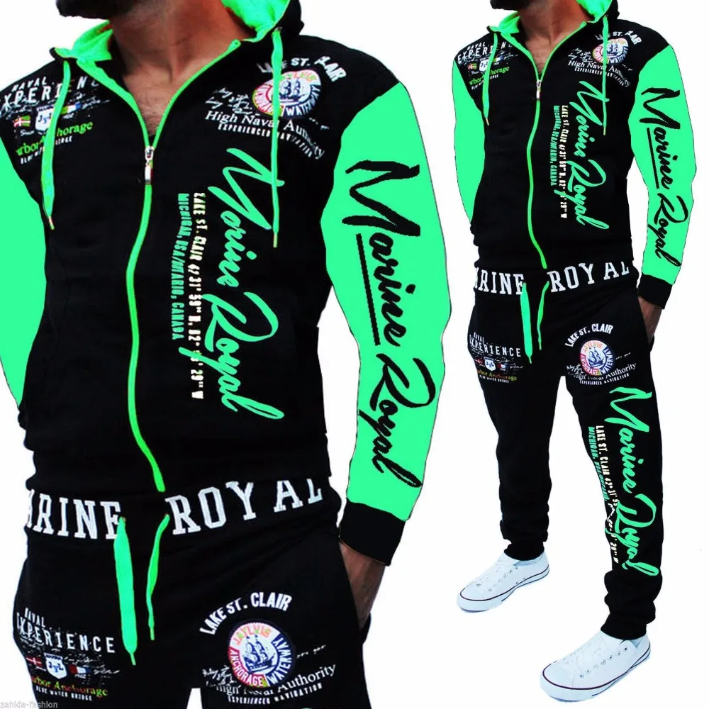 

2019 New Style Men's Fashion Two Piece Set Men Casual Sportswear Hoodies Sweatshirt&Pants Sets Letter Printed Tracksuit