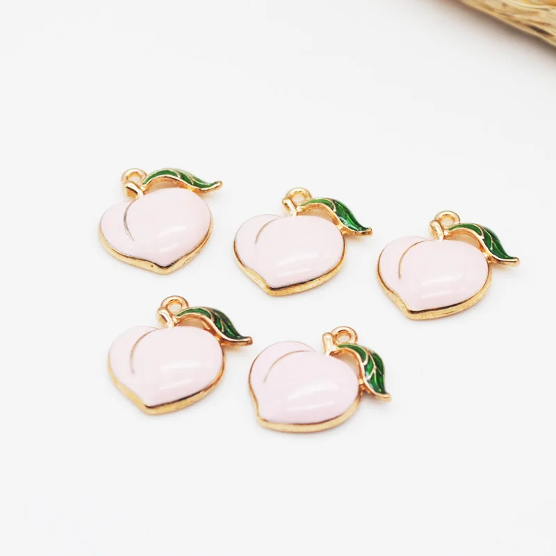 

20pcs/pack Fruit Peach Enamel Charm 16*17mm Zinc Alloy Earrings DIY Metal Oil Drop Pendant Jewelry Handmade