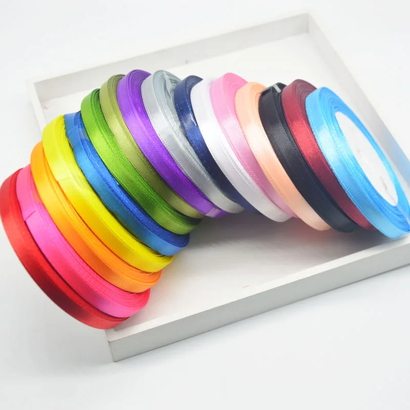 

25 Yards/roll 6mm Ribbons Multicolor Solid Color Satin for Wedding Party Decorative Gift Box Wrapping Belt DIY Crafts 22 Meters